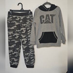 CAT Kids Camo Hoodie Joggers Set Black and Gray